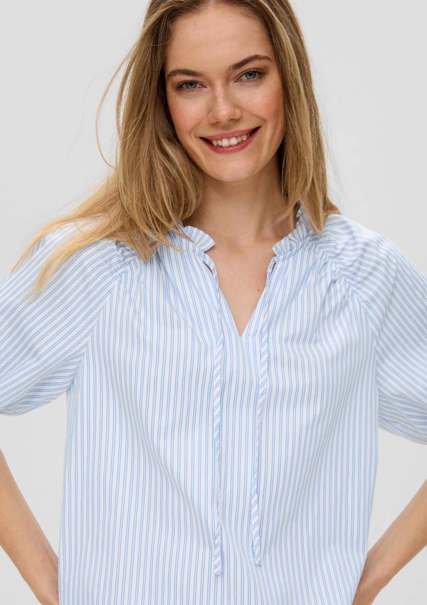 S.Oliver Gestreifte Relaxed-Fit-Bluse Mit Rüschendetails