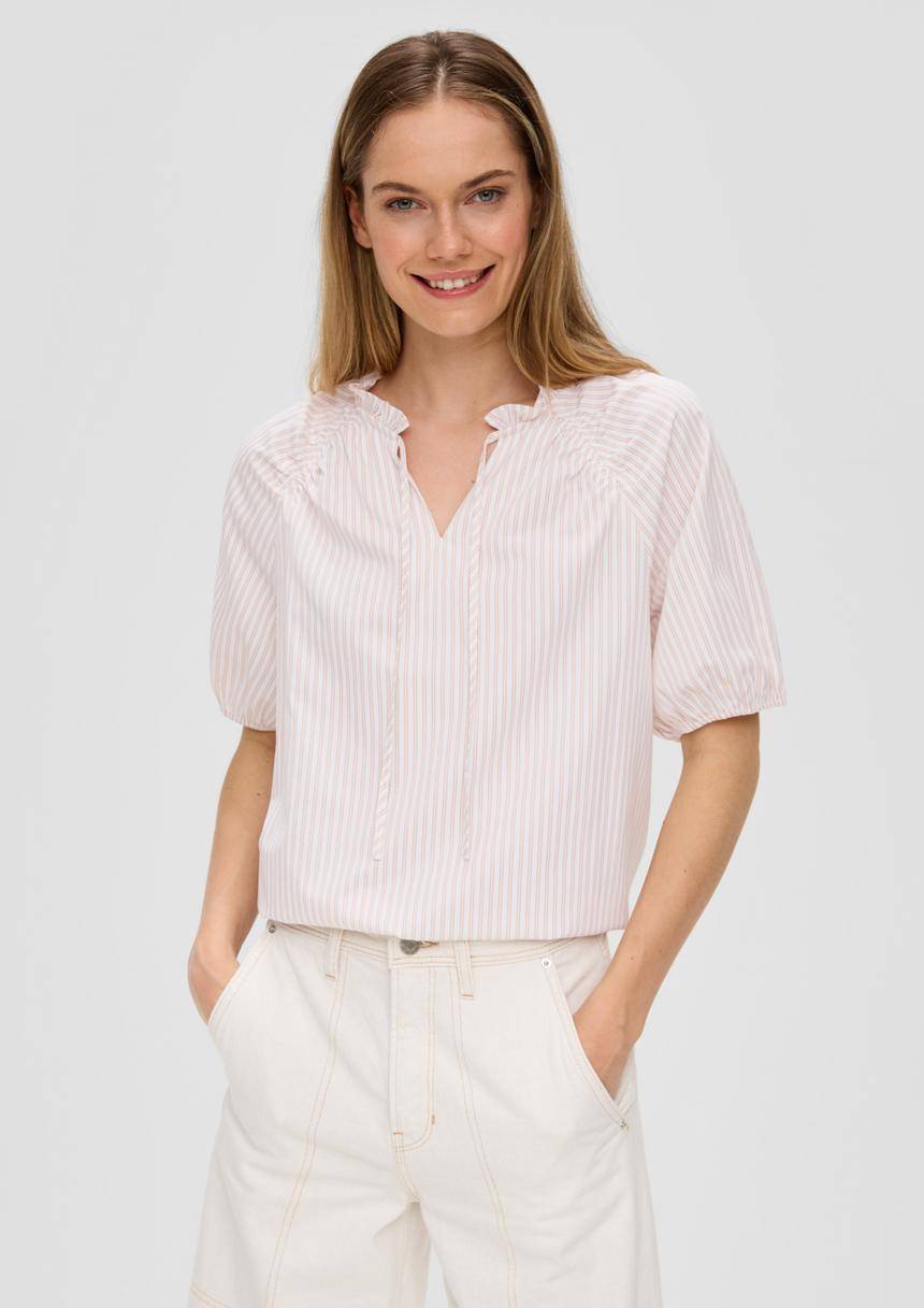 S.Oliver Gestreifte Relaxed-Fit-Bluse mit Rüschendetails