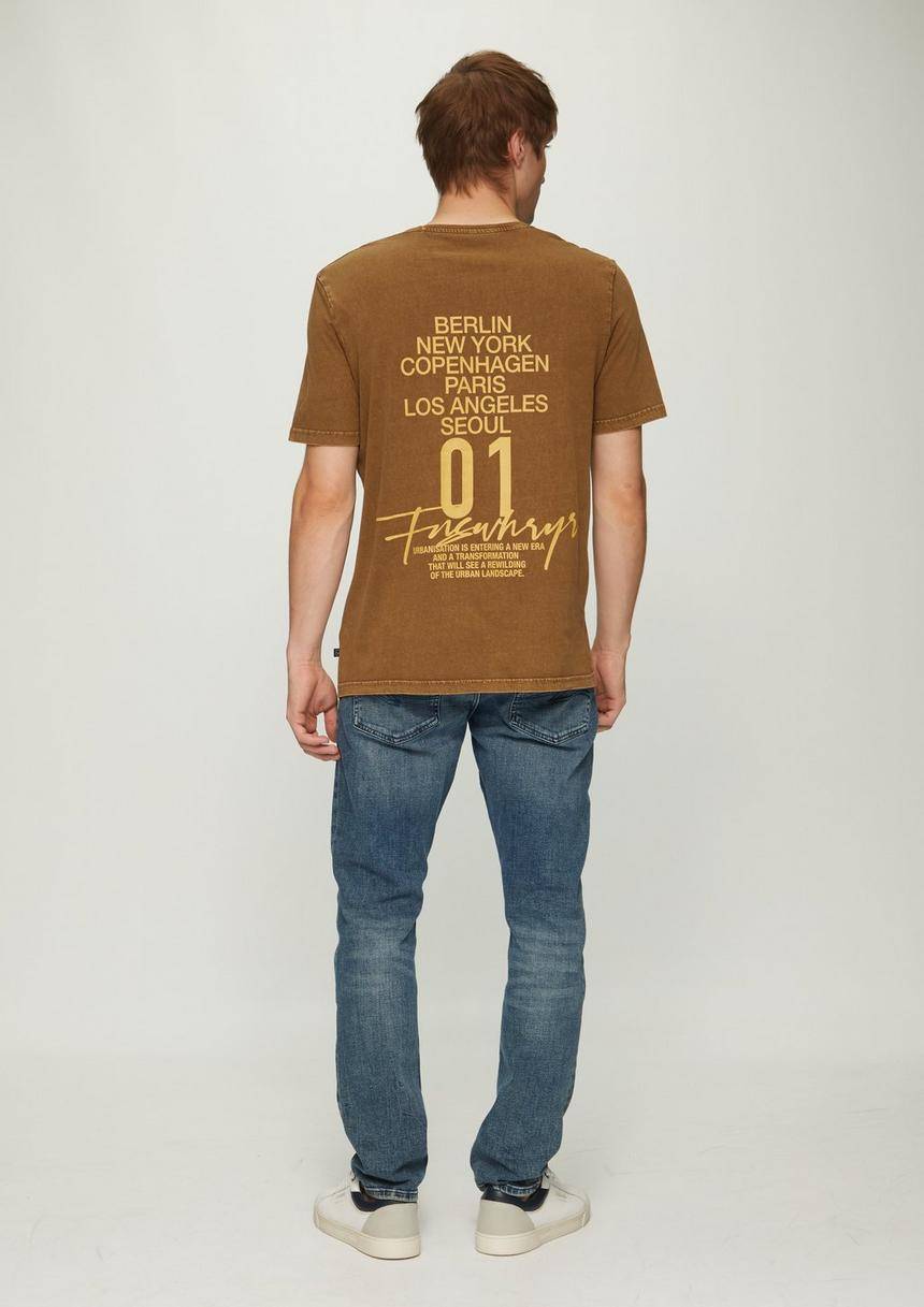 S.Oliver Gewaschenes T-Shirt Mit Front- Und Rückenprint