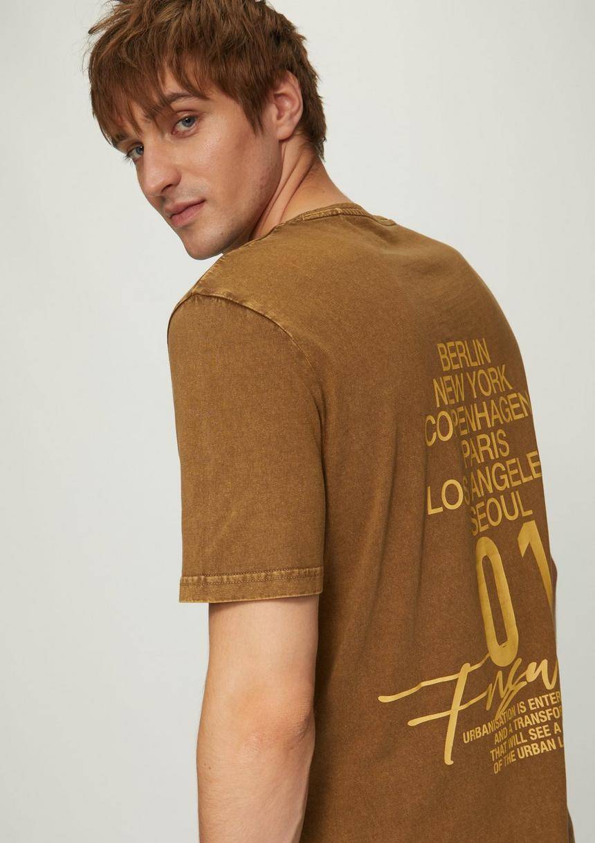 S.Oliver Gewaschenes T-Shirt Mit Front- Und Rückenprint