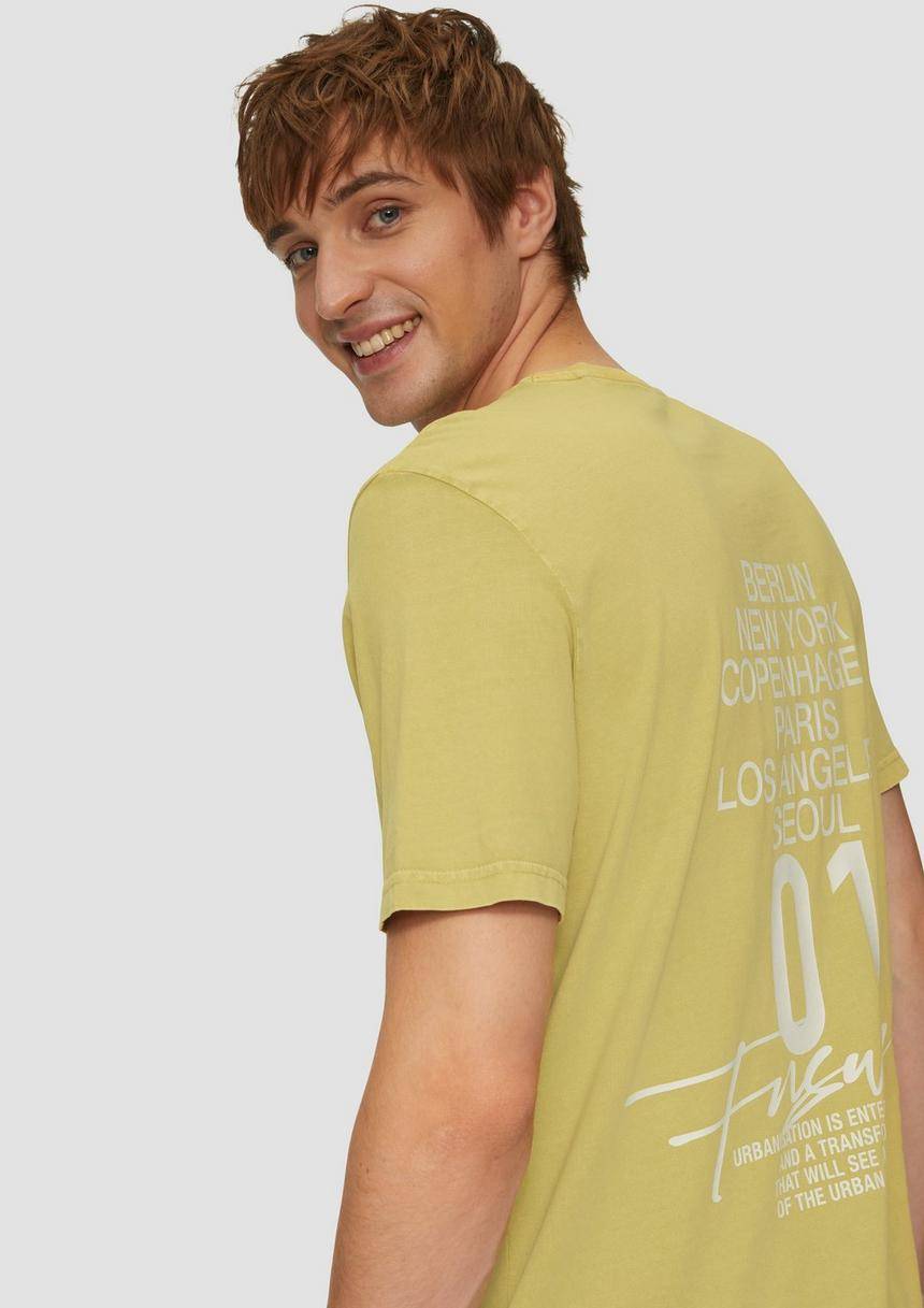 S.Oliver Gewaschenes T-Shirt Mit Front- Und Rückenprint