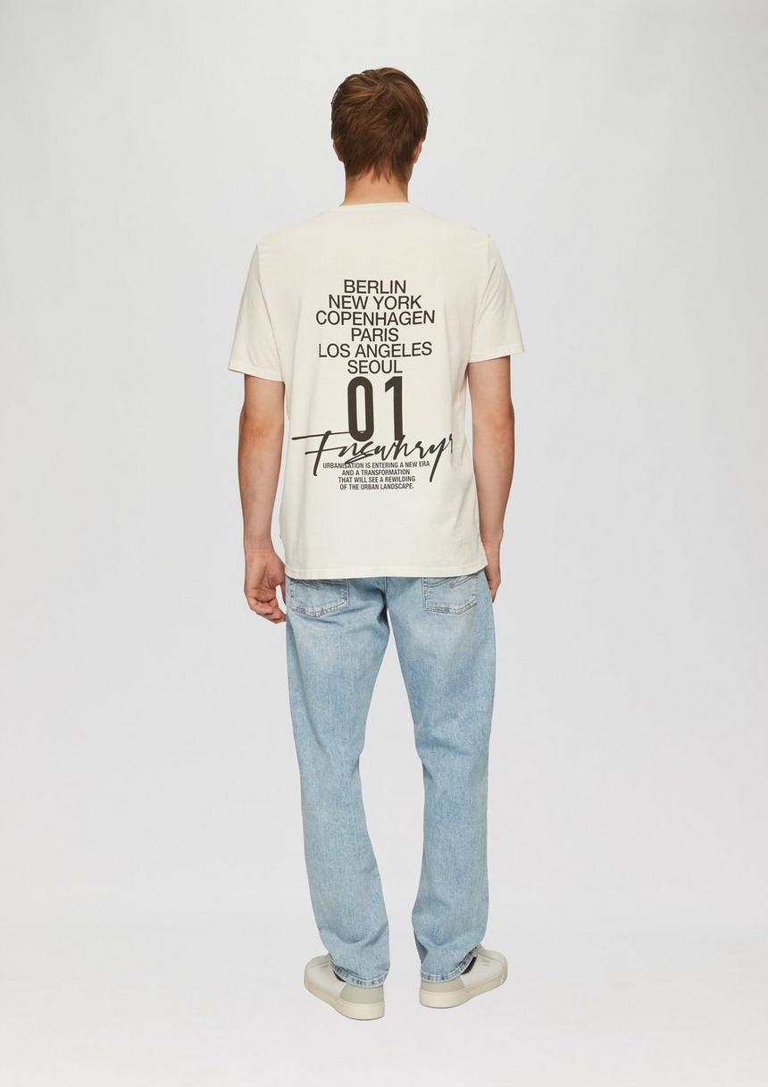S.Oliver Gewaschenes T-Shirt Mit Front- Und Rückenprint