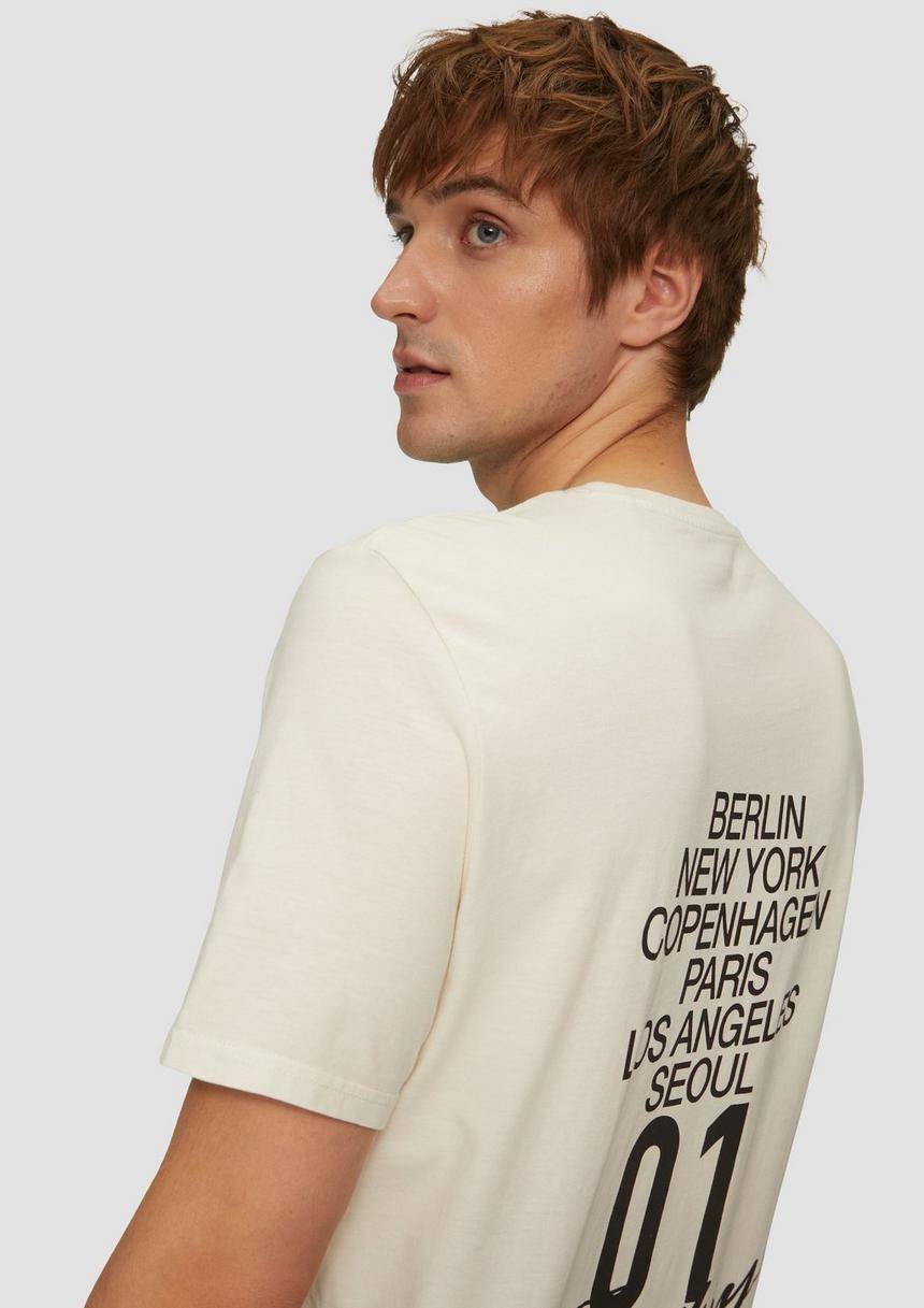 S.Oliver Gewaschenes T-Shirt Mit Front- Und Rückenprint