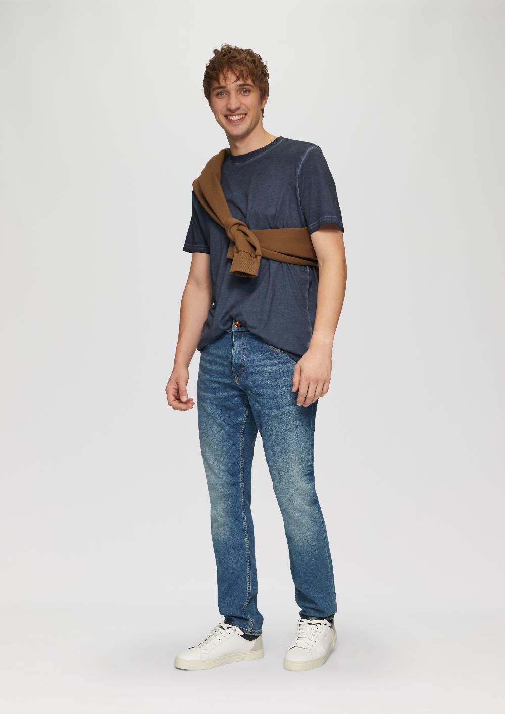 S.Oliver Gewaschenes T-Shirt Mit Rundhalsausschnitt