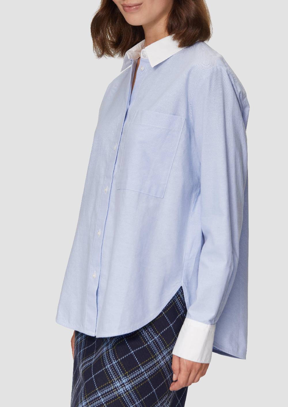 S.Oliver Hemdbluse Aus Baumwolle Mit Kontrast-Details