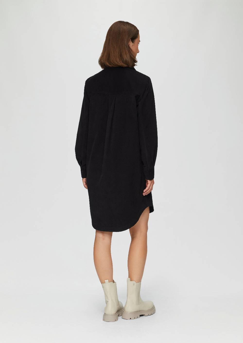 S.Oliver Hemdblusenkleid Aus Feincord Mit Seitlichen Eingrifftaschen