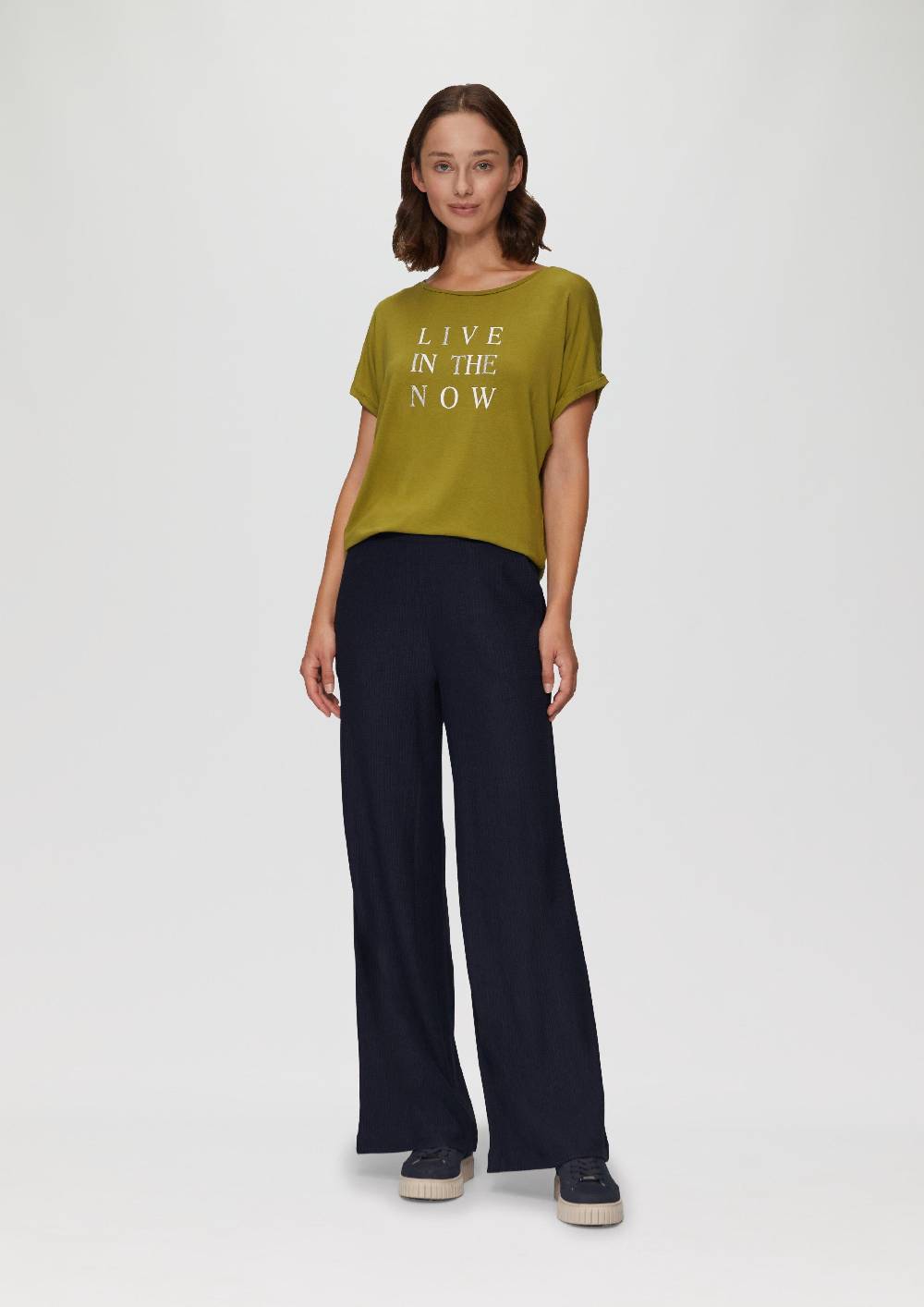 S.Oliver Hose Mit Wide Leg Aus Strukturiertem Jersey