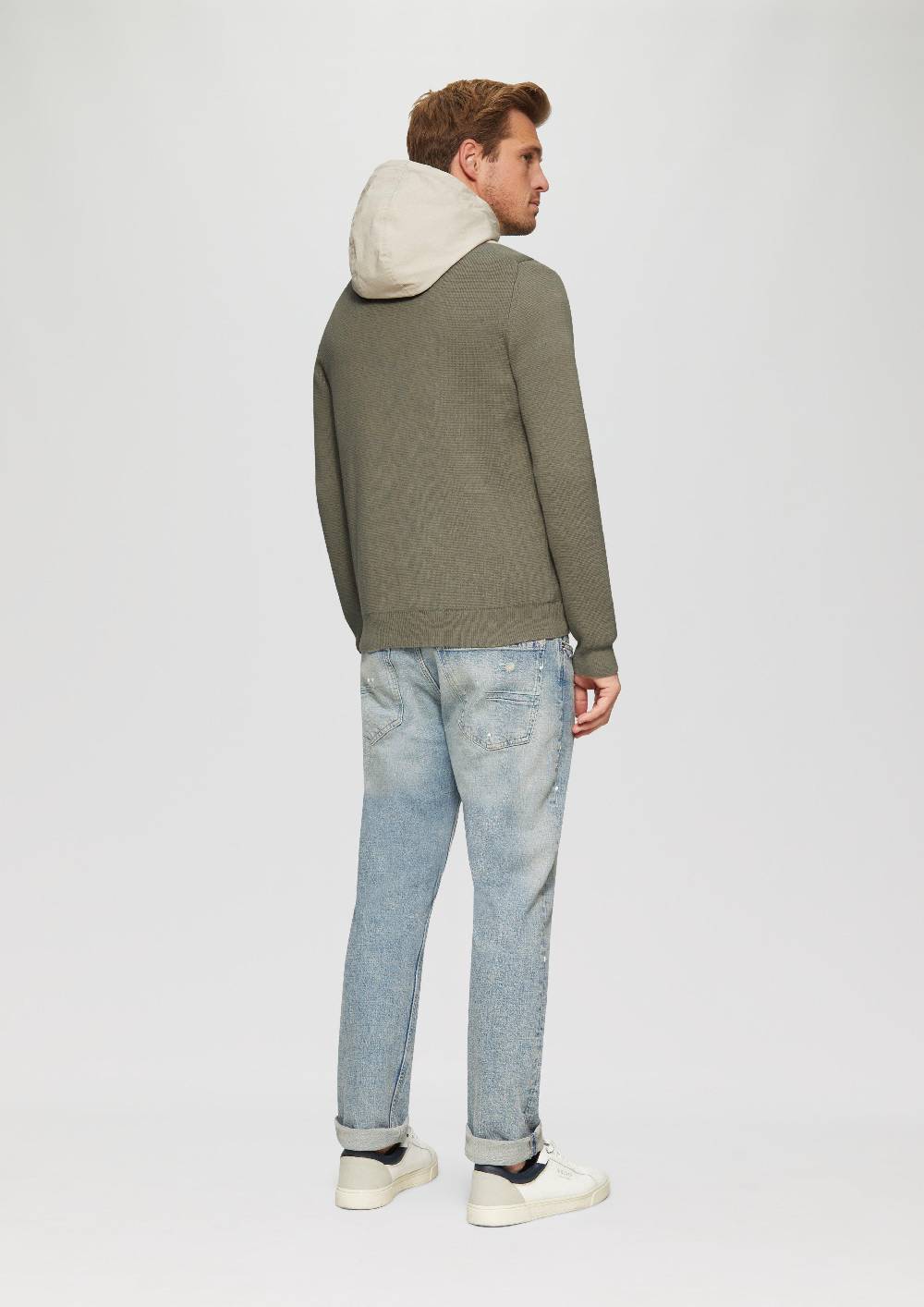 S.Oliver Hybridstrickjacke Mit Kapuze Aus Fabricmix