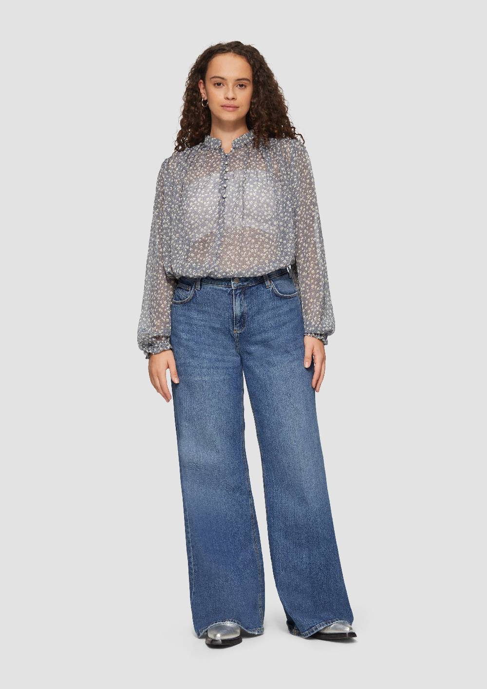 S.Oliver Jeans Curvy / Slim Fit / Mid Rise / Wide Leg / Mit Umschlag