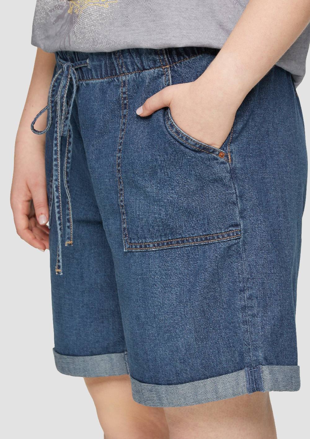 S.Oliver Jeans -Shorts / Mid Rise / Wide Leg / Elastischer Bund