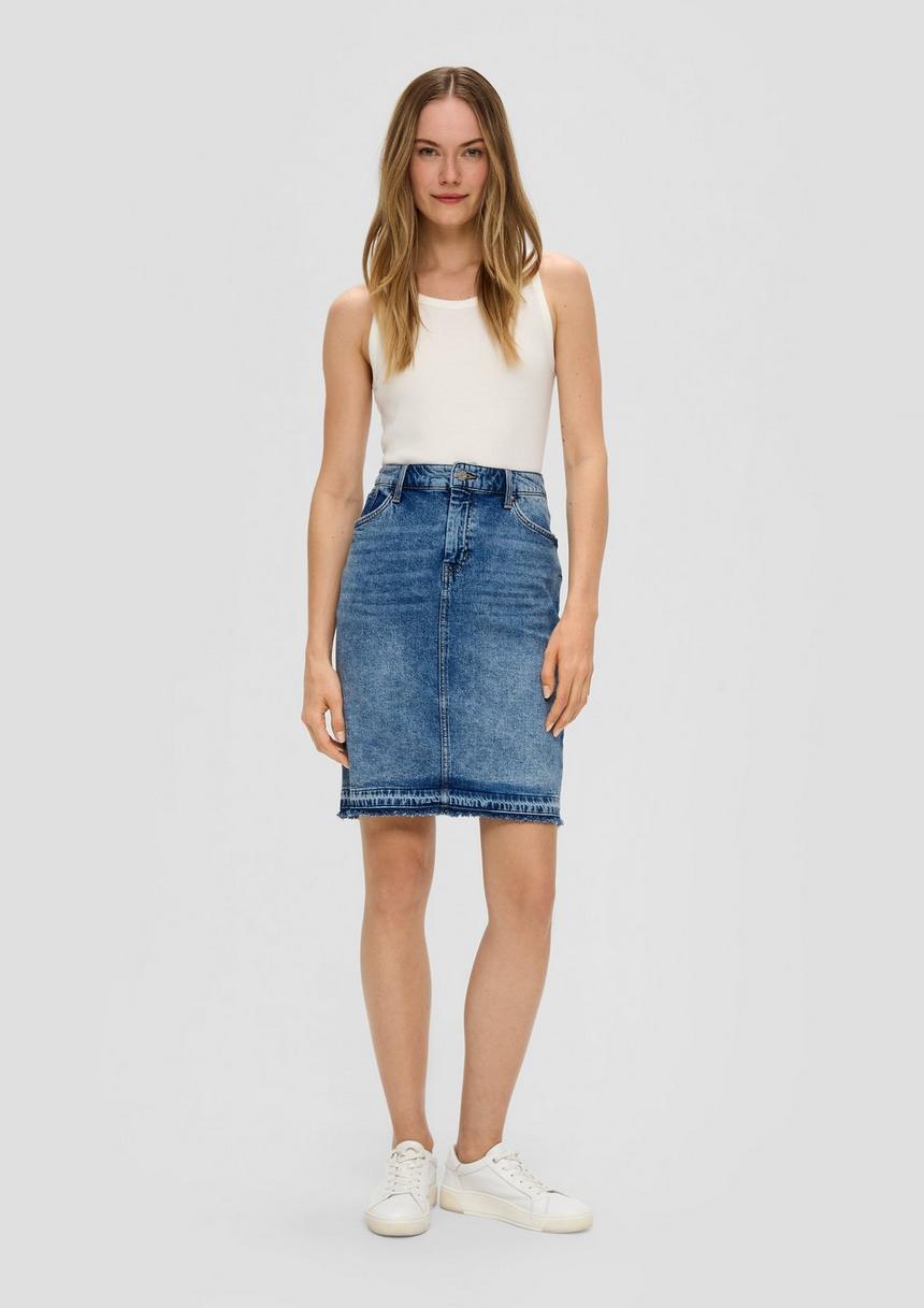 S.Oliver Jeansrock Aus Baumwollstretch Mit Gefranstem Saum