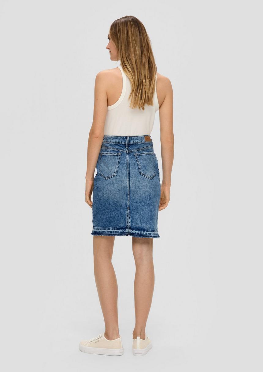 S.Oliver Jeansrock Aus Baumwollstretch Mit Gefranstem Saum