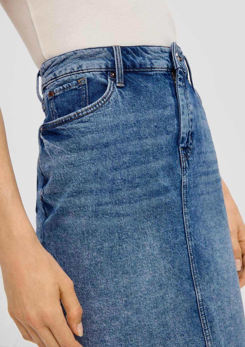 S.Oliver Jeansrock Aus Baumwollstretch Mit Gefranstem Saum
