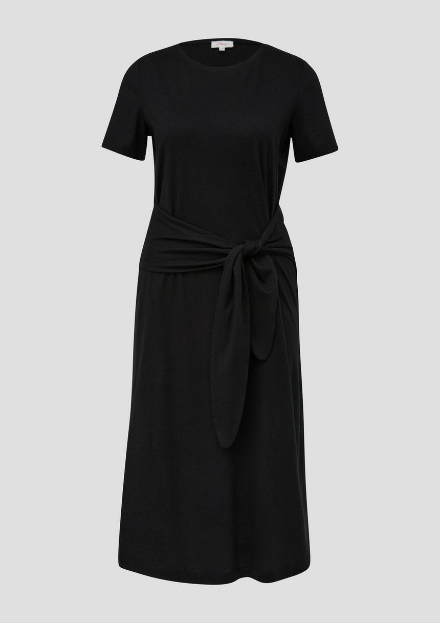 S.Oliver Jersey-Kleid Mit Rundhalsausschnitt Und Knoten-Detail