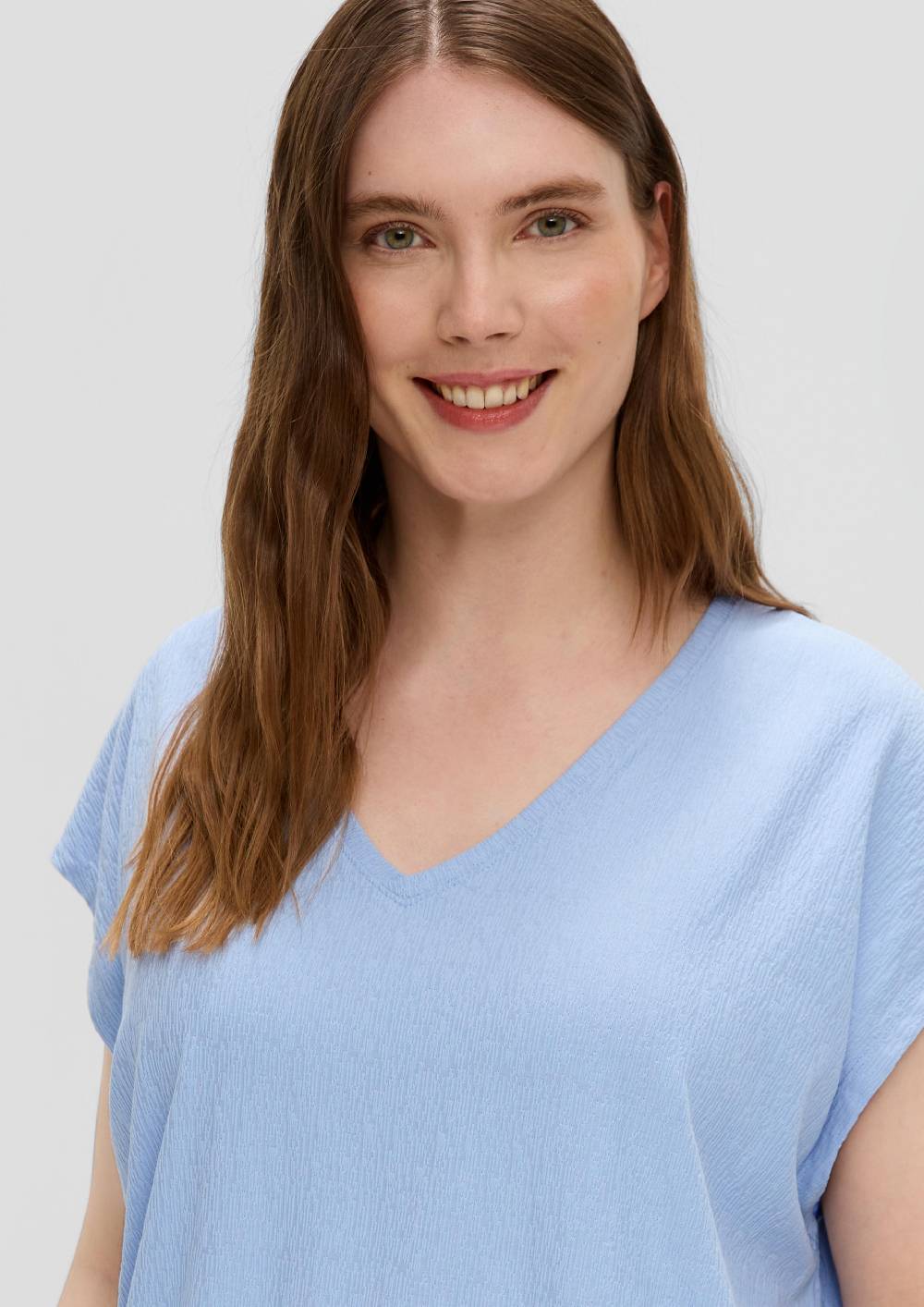 S.Oliver Jersey-Shirt Mit überschnittenen Schultern Und Elastischem Saum