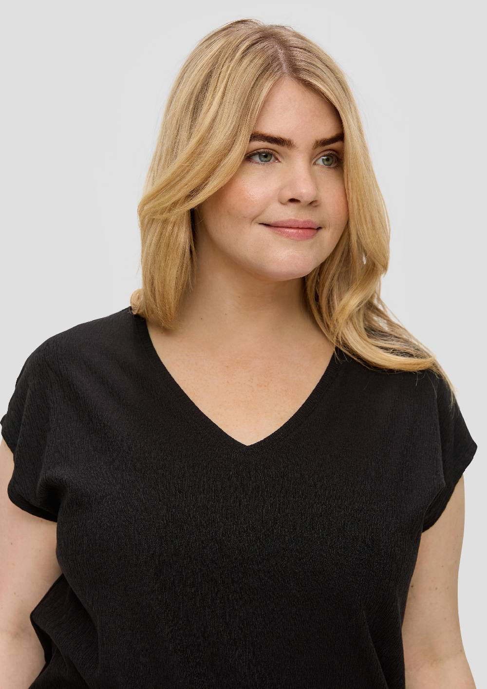 S.Oliver Jersey-Shirt Mit überschnittenen Schultern Und Elastischem Saum