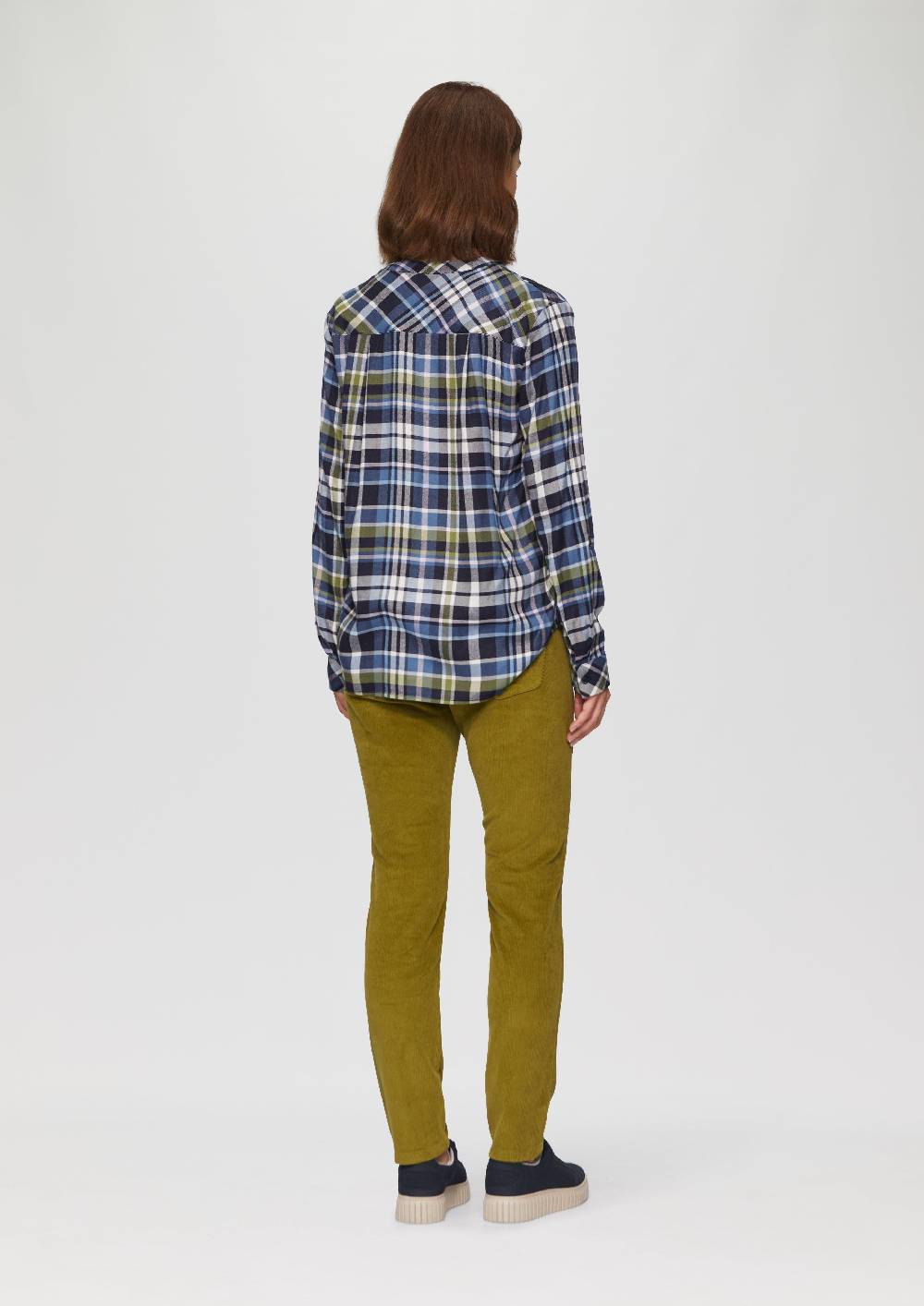 S.Oliver Karierte Bluse Aus Viskosemix Und Krempel-Detail
