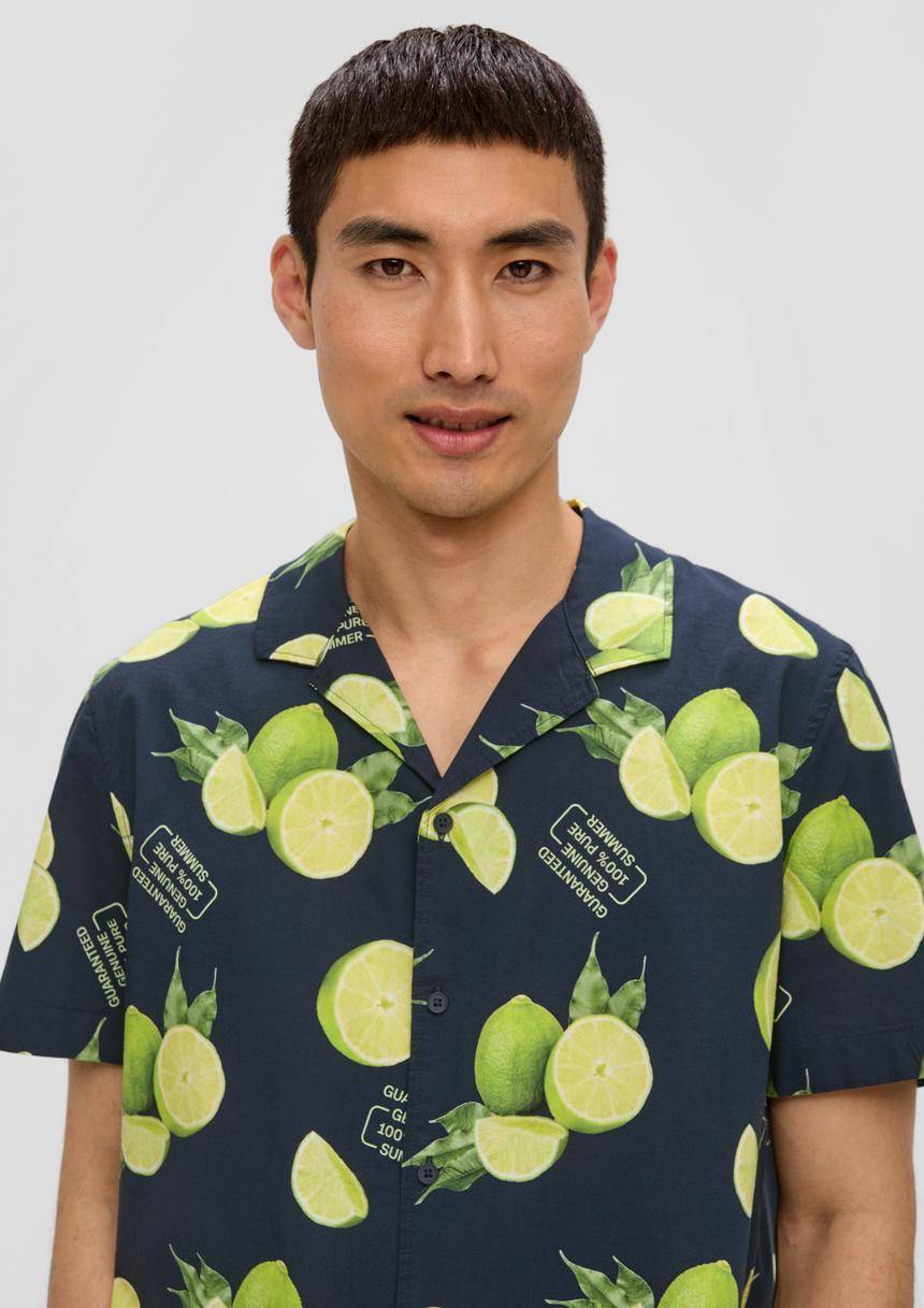 S.Oliver Kurzarmhemd Aus Viskosemix Mit All-over-Print