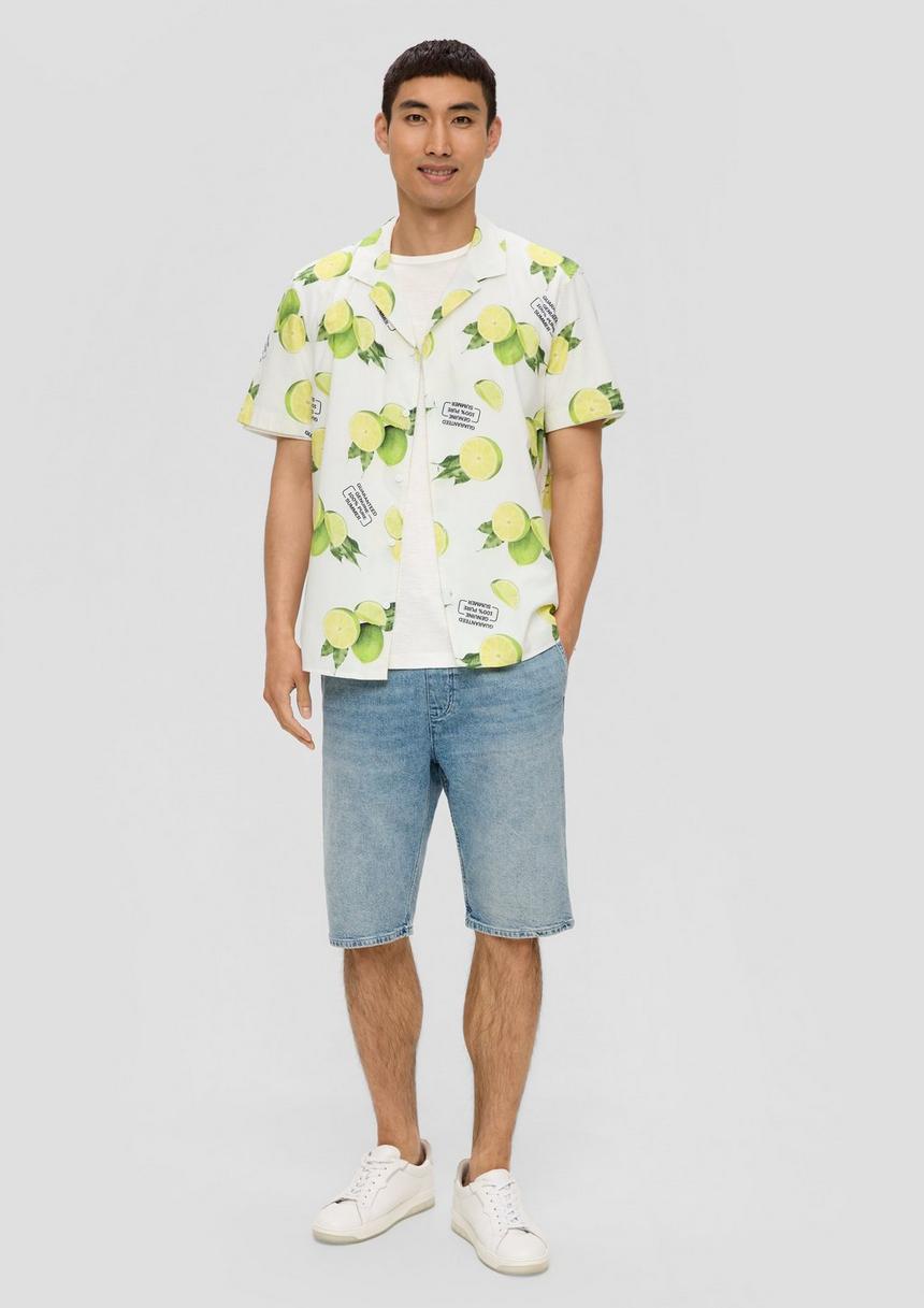 S.Oliver Kurzarmhemd Aus Viskosemix Mit All-over-Print