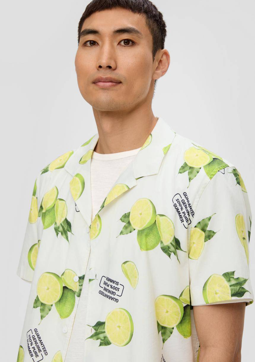 S.Oliver Kurzarmhemd Aus Viskosemix Mit All-over-Print