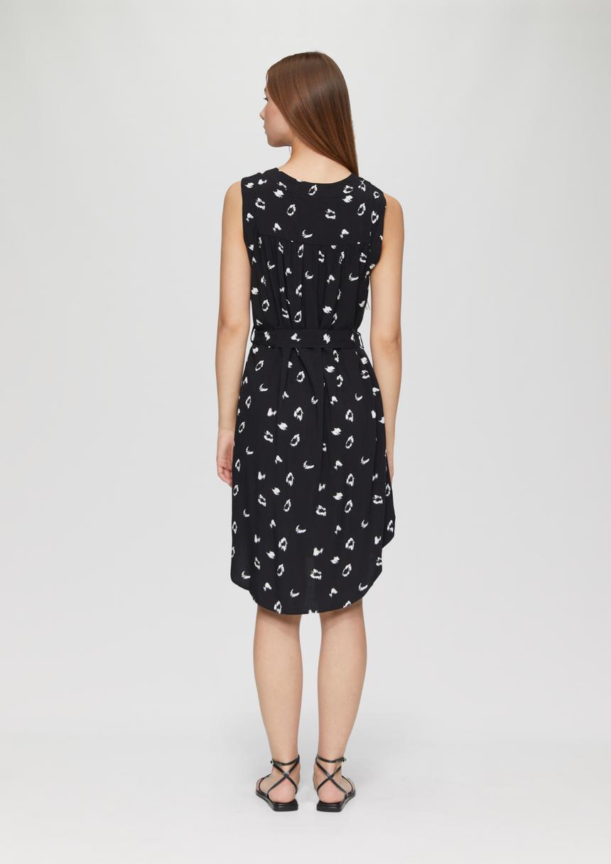 S.Oliver Kurzes Kleid Mit Stoffgürtel Und All-over-Print