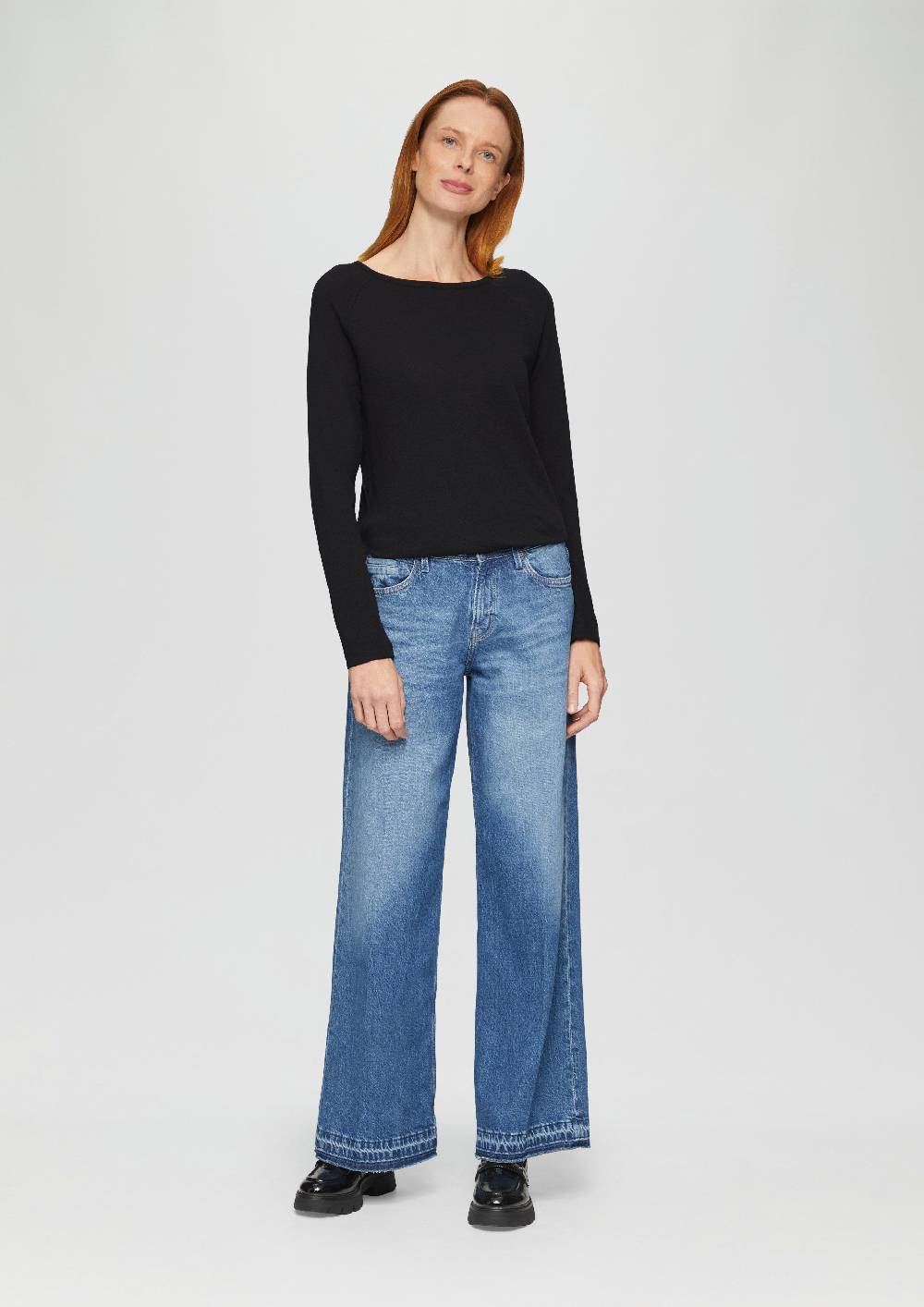 S.Oliver Langarmshirt Mit Flammgarnstruktur Und Raglanärmeln