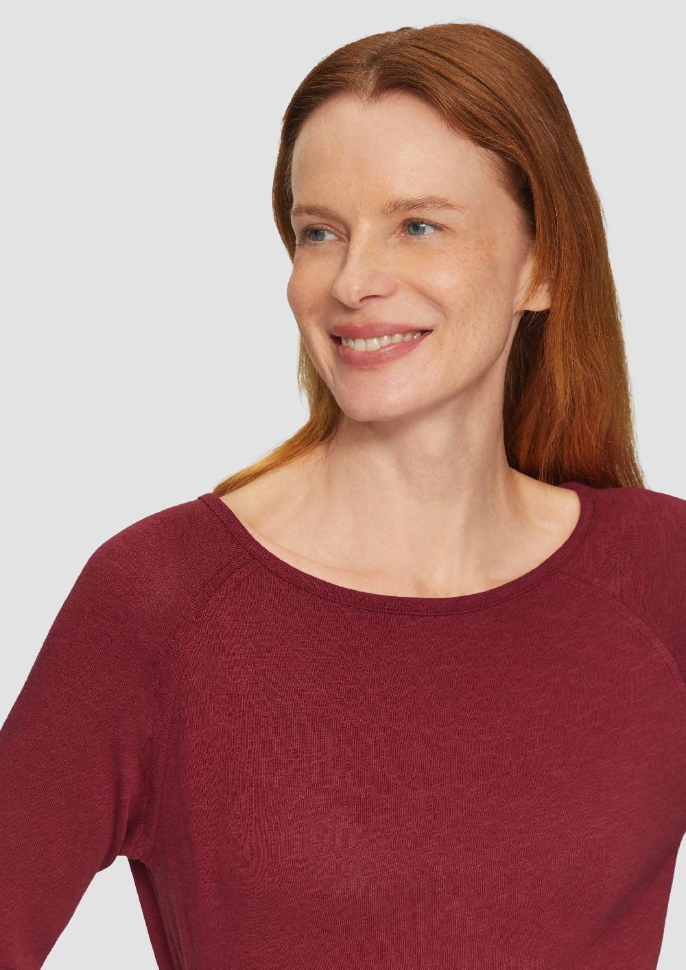 S.Oliver Langarmshirt Mit Flammgarnstruktur Und Raglanärmeln