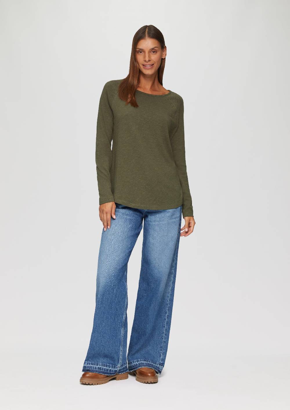 S.Oliver Langarmshirt Mit Flammgarnstruktur Und Raglanärmeln