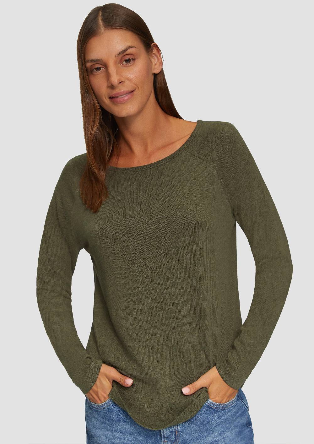 S.Oliver Langarmshirt Mit Flammgarnstruktur Und Raglanärmeln