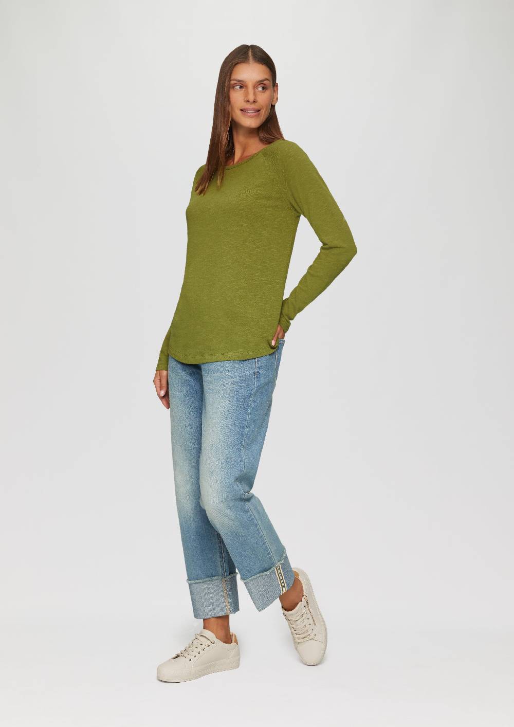 S.Oliver Langarmshirt Mit Flammgarnstruktur Und Raglanärmeln