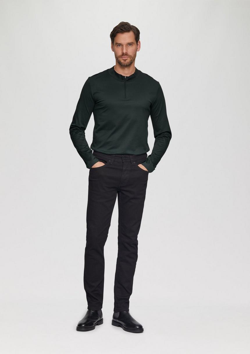 S.Oliver Langarmshirt Mit Reißverschluss Aus Mercerisierter Baumwolle