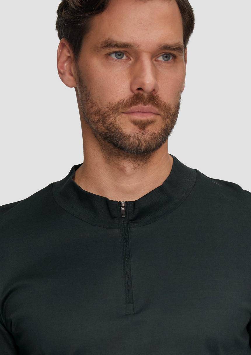 S.Oliver Langarmshirt Mit Reißverschluss Aus Mercerisierter Baumwolle