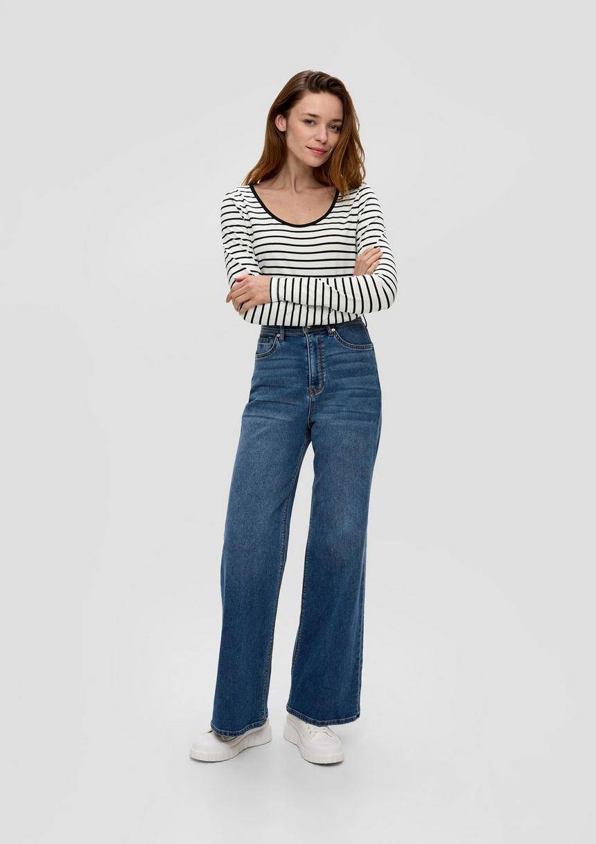 S.Oliver Langarmshirt Mit Tiefem Rundhalsausschnitt