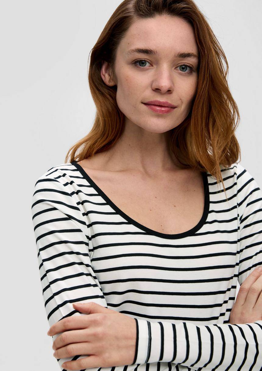 S.Oliver Langarmshirt Mit Tiefem Rundhalsausschnitt