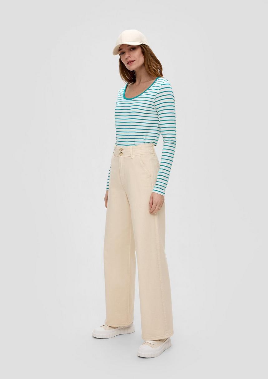 S.Oliver Langarmshirt Mit Tiefem Rundhalsausschnitt