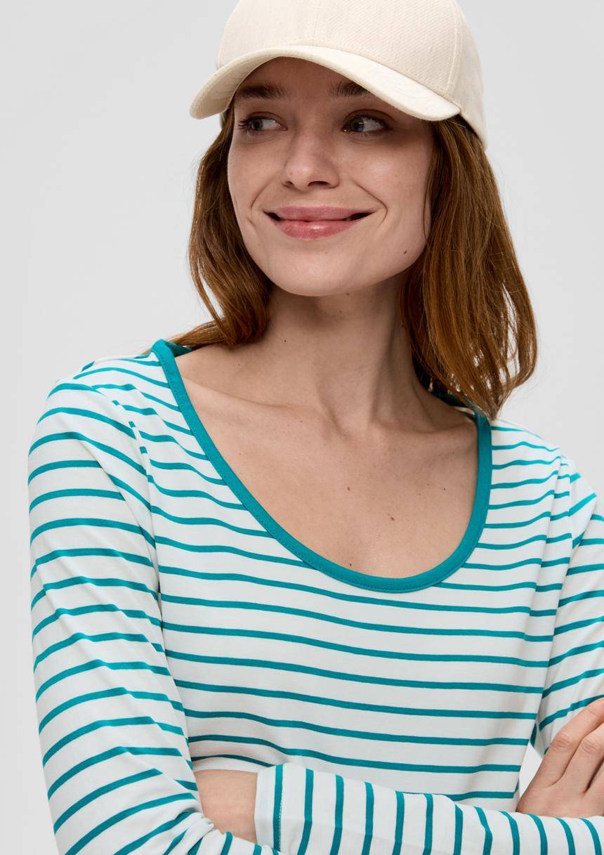 S.Oliver Langarmshirt Mit Tiefem Rundhalsausschnitt