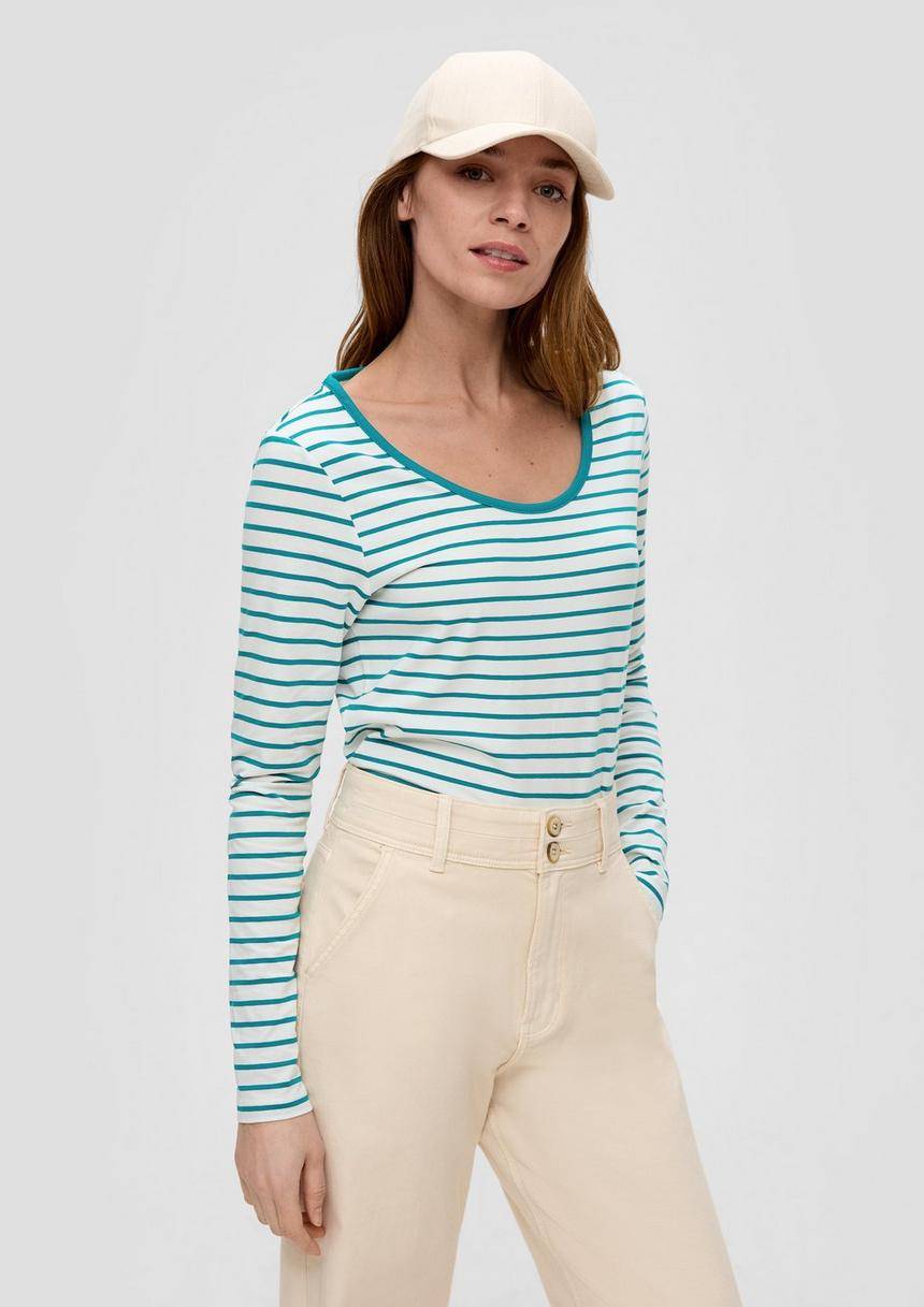 S.Oliver Langarmshirt mit tiefem Rundhalsausschnitt