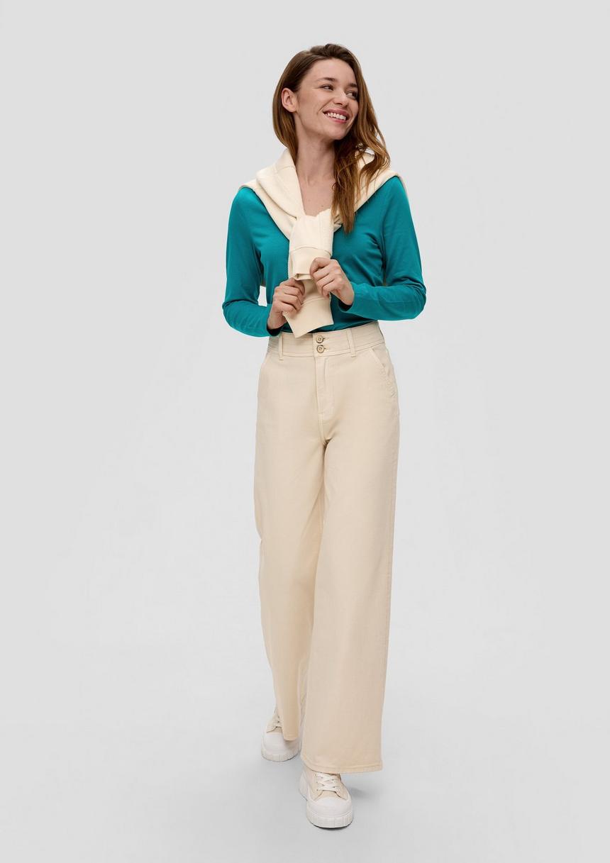 S.Oliver Langarmshirt Mit Tiefem Rundhalsausschnitt