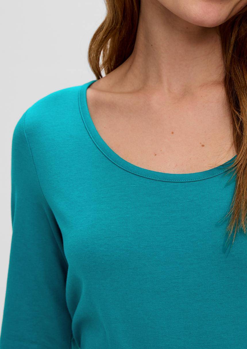 S.Oliver Langarmshirt Mit Tiefem Rundhalsausschnitt