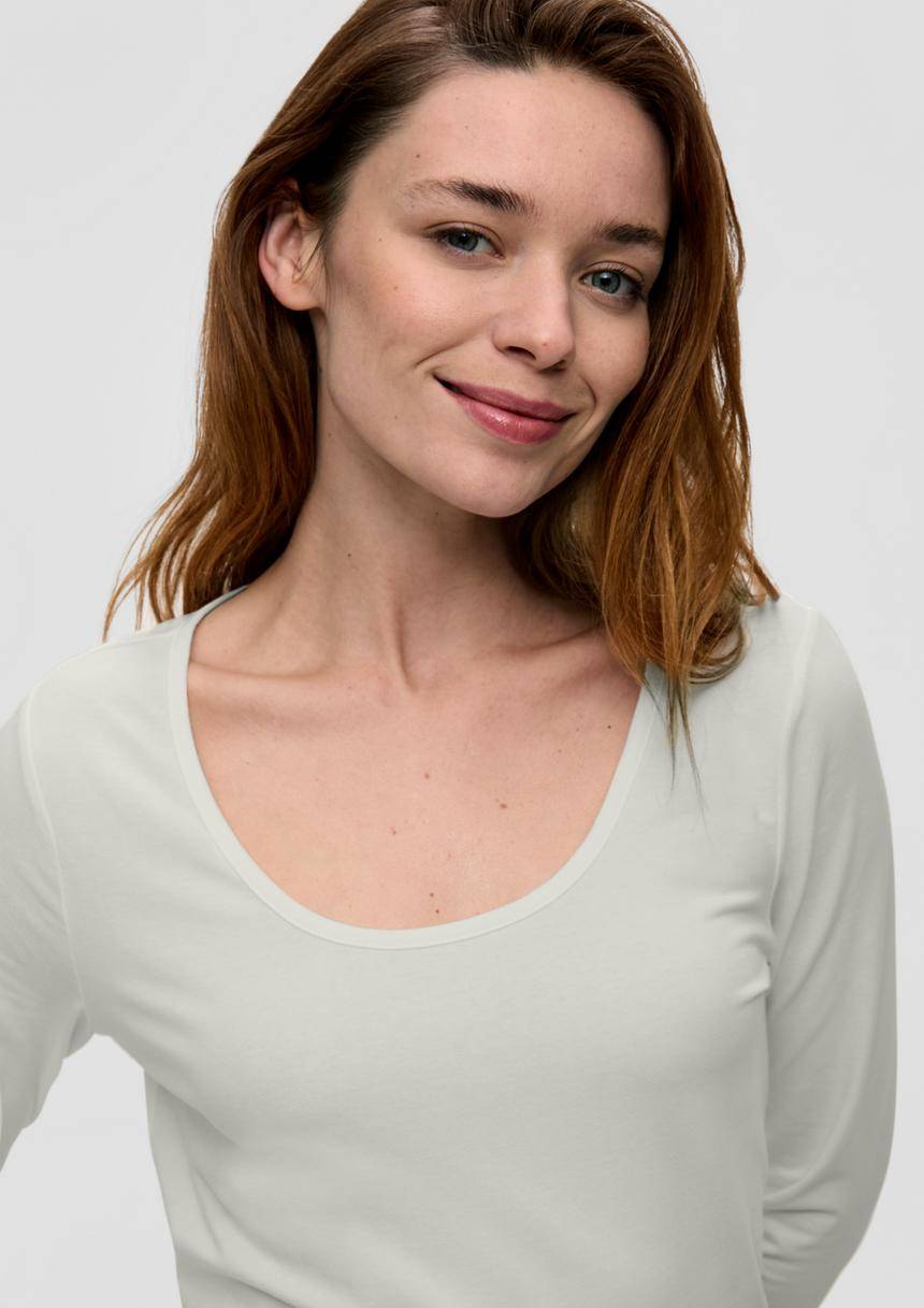 S.Oliver Langarmshirt Mit Tiefem Rundhalsausschnitt
