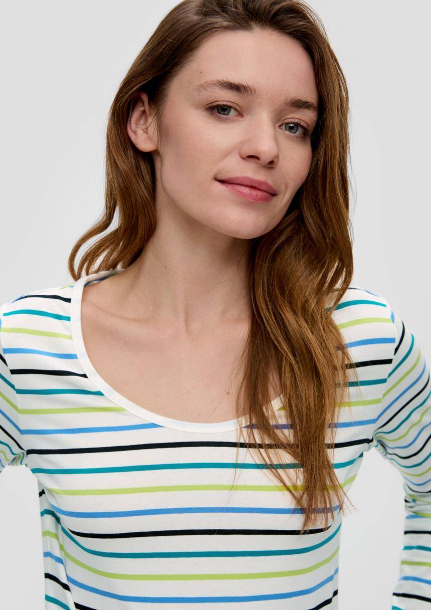 S.Oliver Langarmshirt Mit Tiefem Rundhalsausschnitt