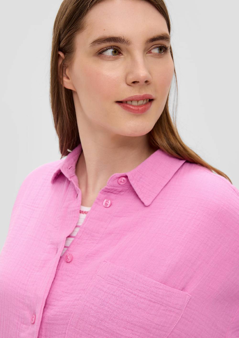 S.Oliver Lange Hemdbluse Aus Baumwolle Im Relaxed Fit