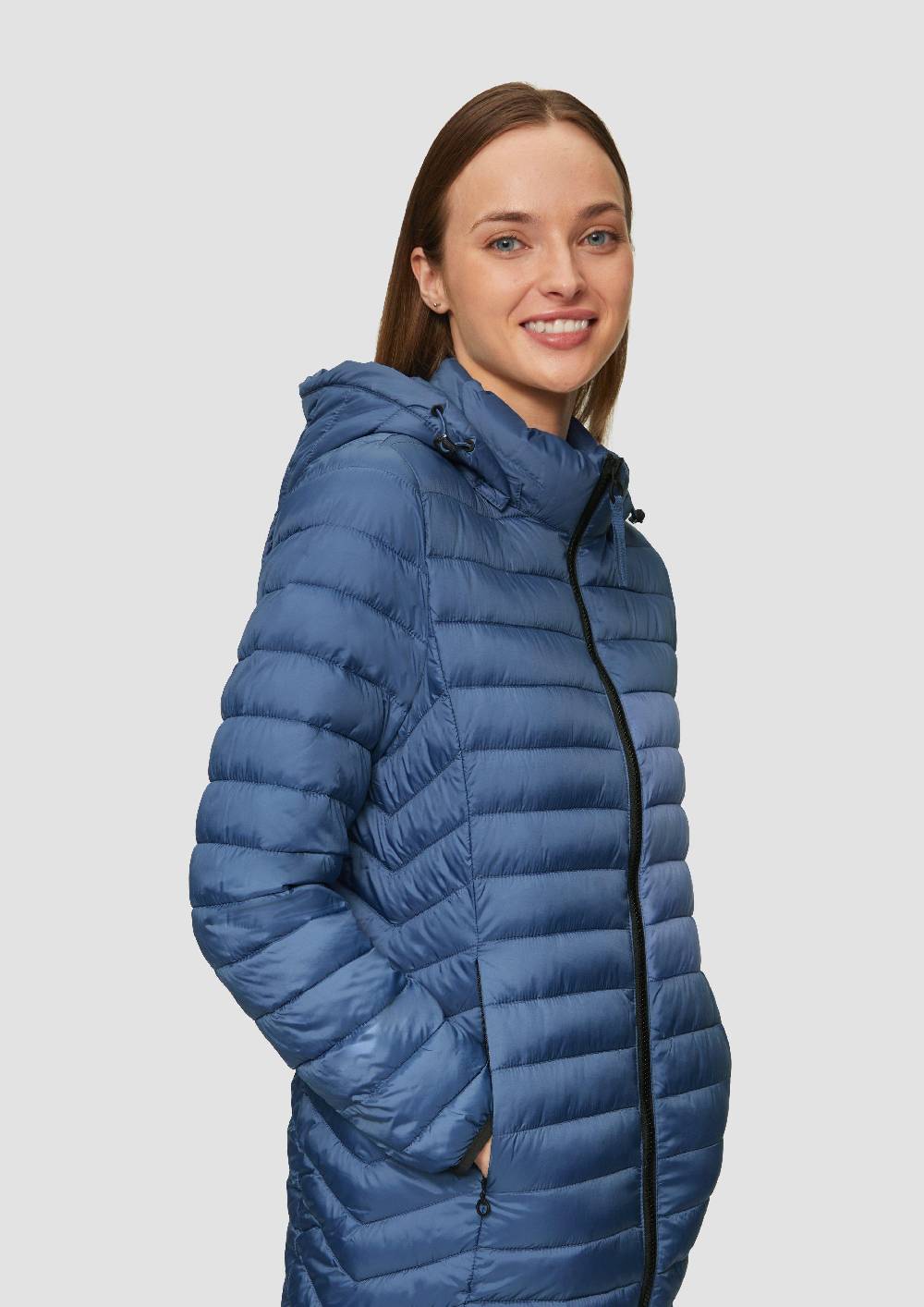 S.Oliver Lange Steppjacke Mit Abnehmbarer Kapuze Im Slim Fit