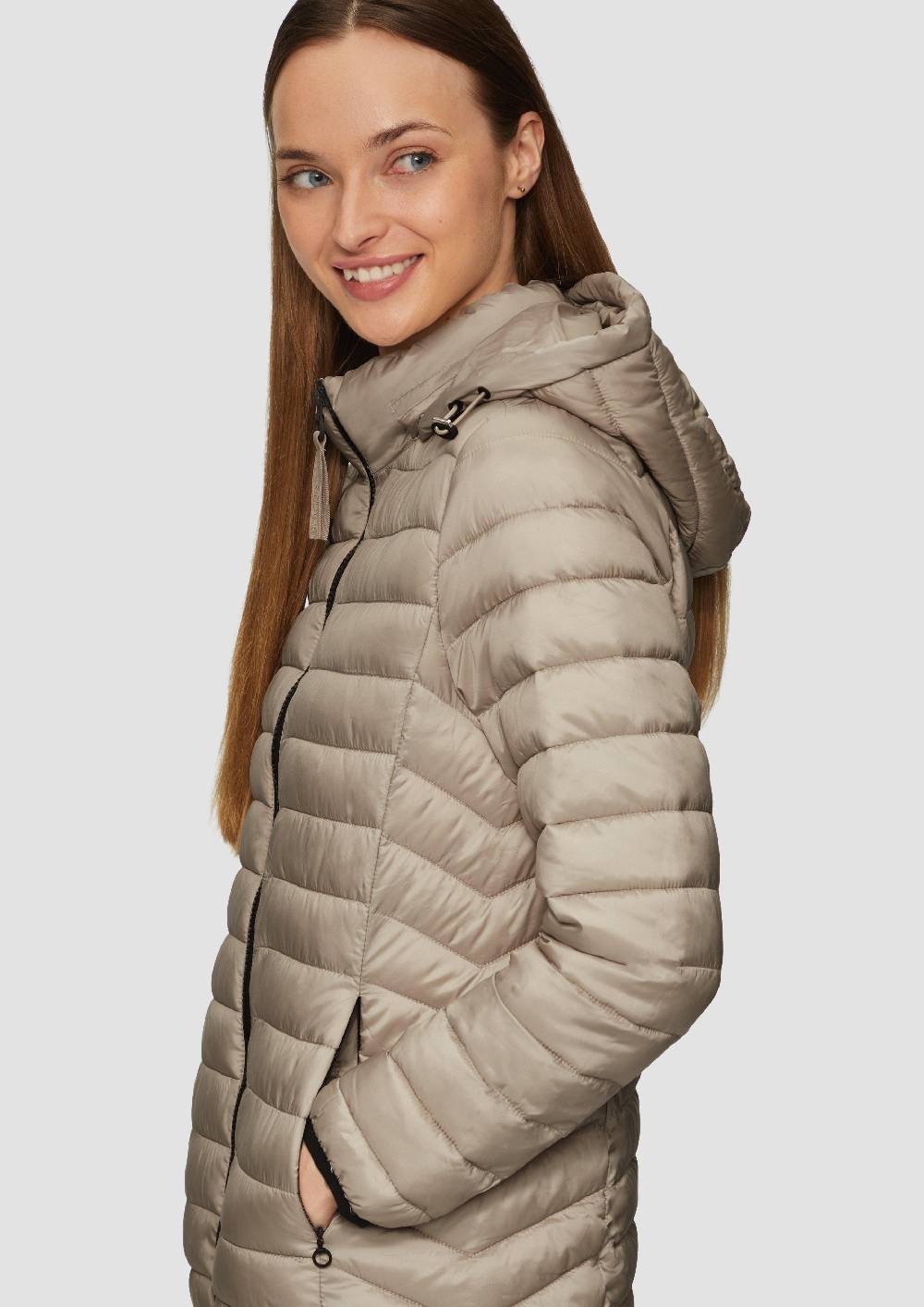 S.Oliver Lange Steppjacke Mit Abnehmbarer Kapuze Im Slim Fit