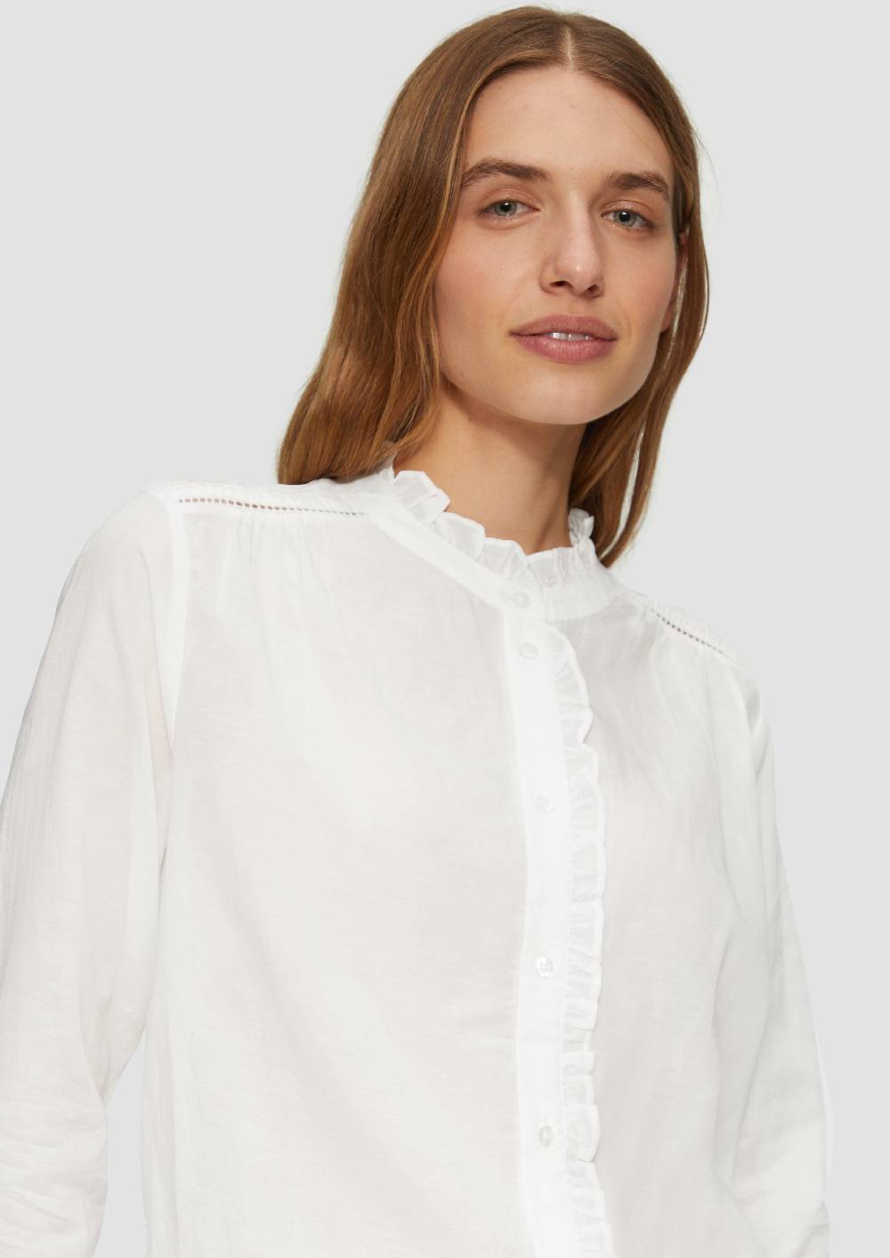 S.Oliver Leicht Transparente Bluse Mit Rüschen-Details