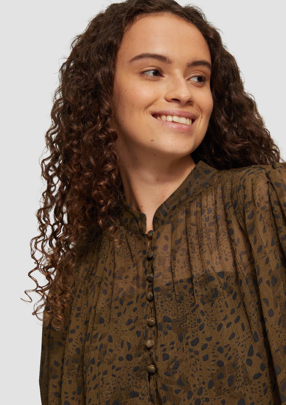 S.Oliver Leicht Transparente Chiffonbluse Mit Puffärmeln