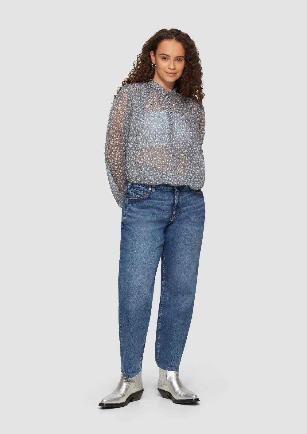 S.Oliver Leicht Transparente Chiffonbluse Mit Puffärmeln