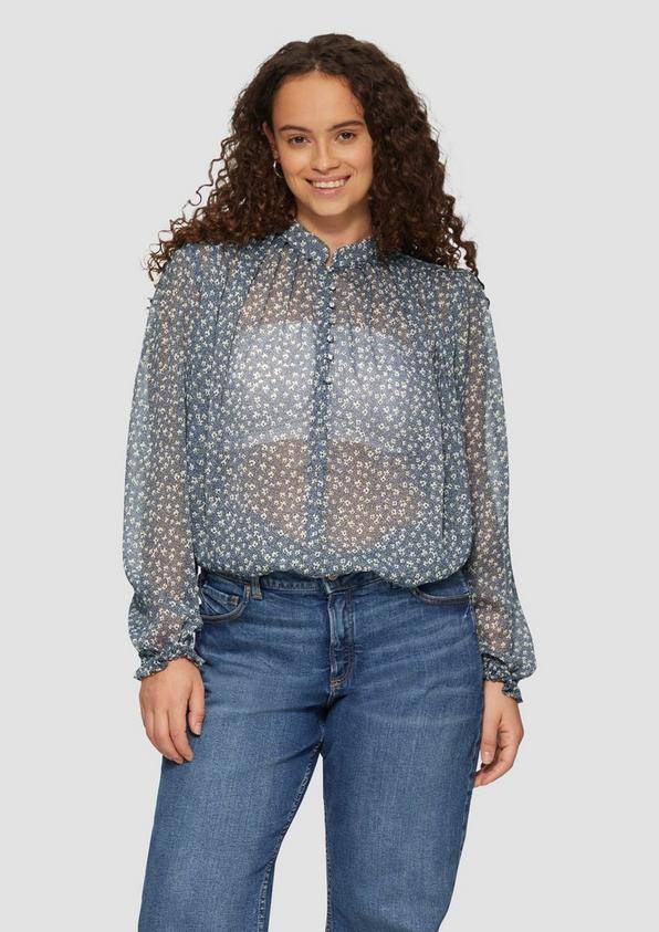 S.Oliver Leicht transparente Chiffonbluse mit Puffärmeln