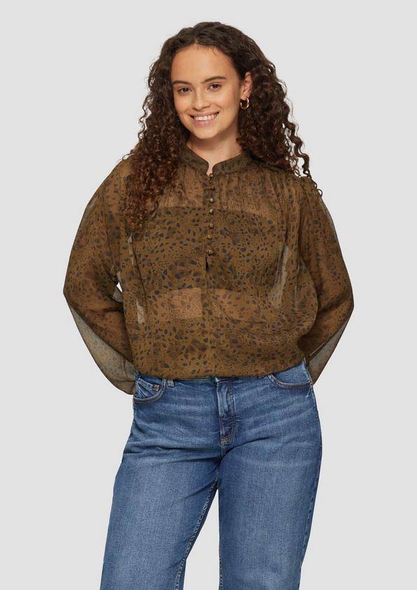 S.Oliver Leicht transparente Chiffonbluse mit Puffärmeln