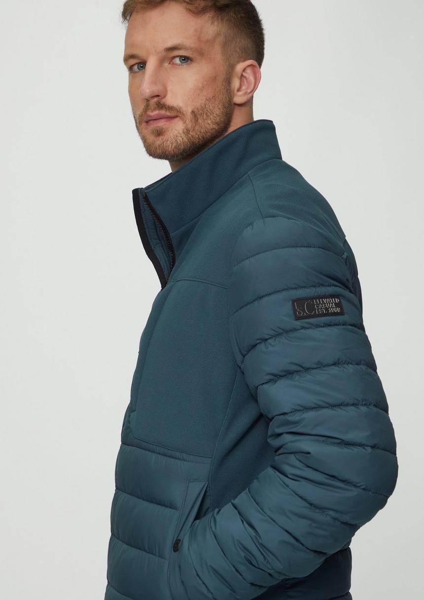 S.Oliver Leichte Steppjacke Im Materialmix Mit Kontrast-Details